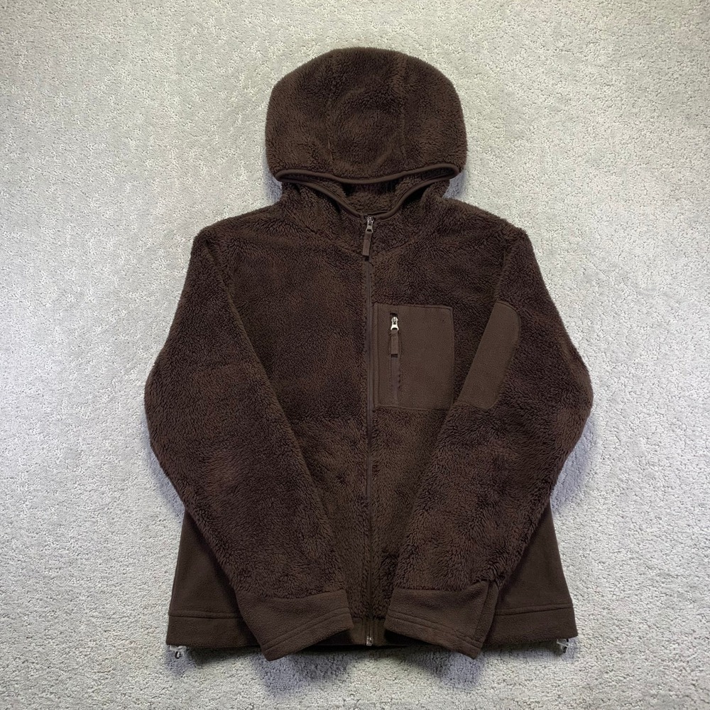St Johns Bay Fleece Hoodie Womens‎ Large Brown Zip Up Fuzzy Teddy Warm Cozzy